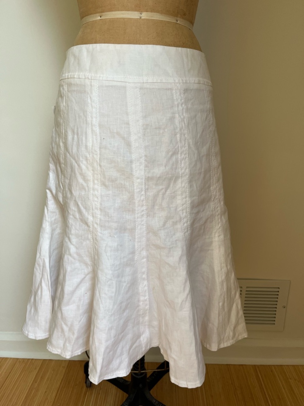 Willi Smith White Linen A-Line Skirt